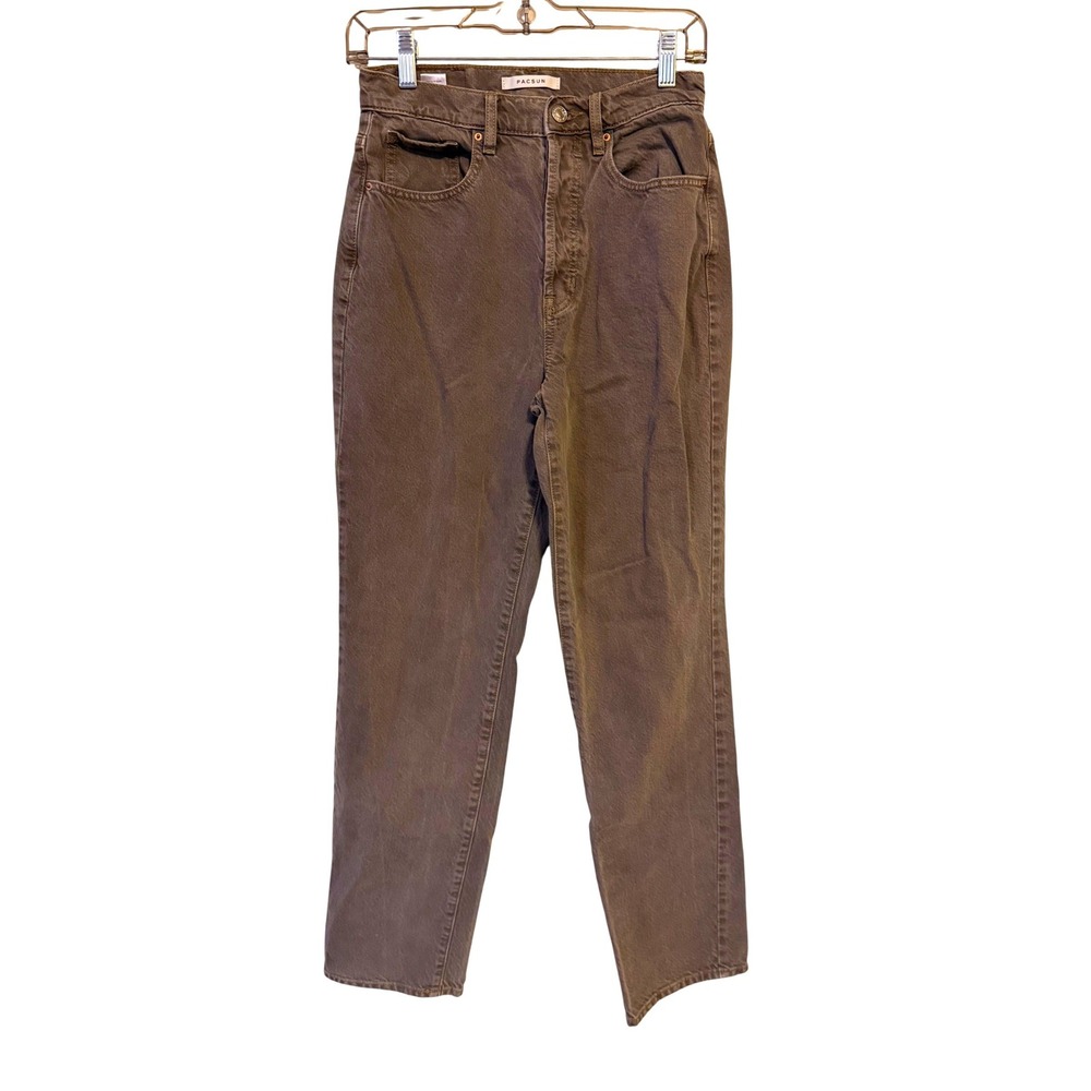 PacSun Washed Brown Grey High Rise Dad Jeans Size 26 Relaxed Straight Leg Denim